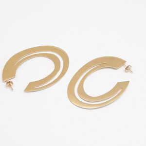 Orbit statement hoop earrings in electroplasma gold