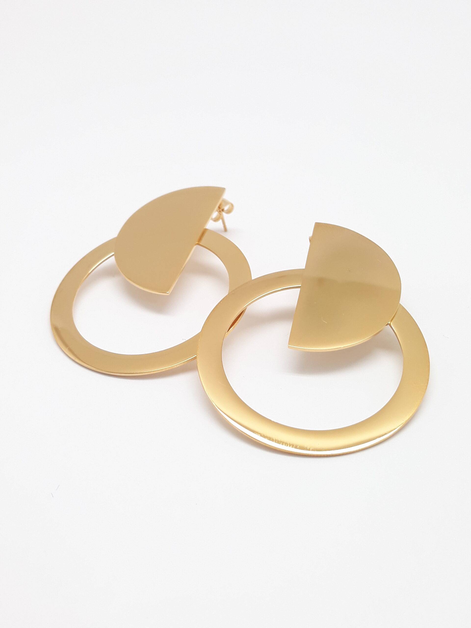 Modern stainless steel hoops - Gold Plated - HerlinG Collection