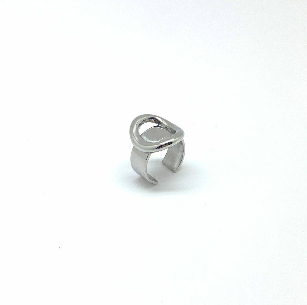 Silver circle ring with modern open design