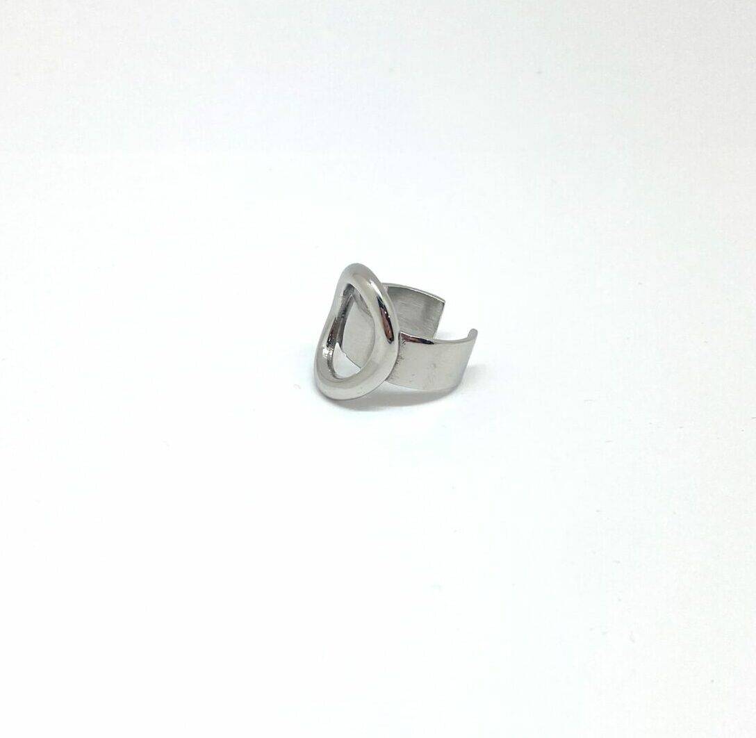 Silver circle ring with modern open design