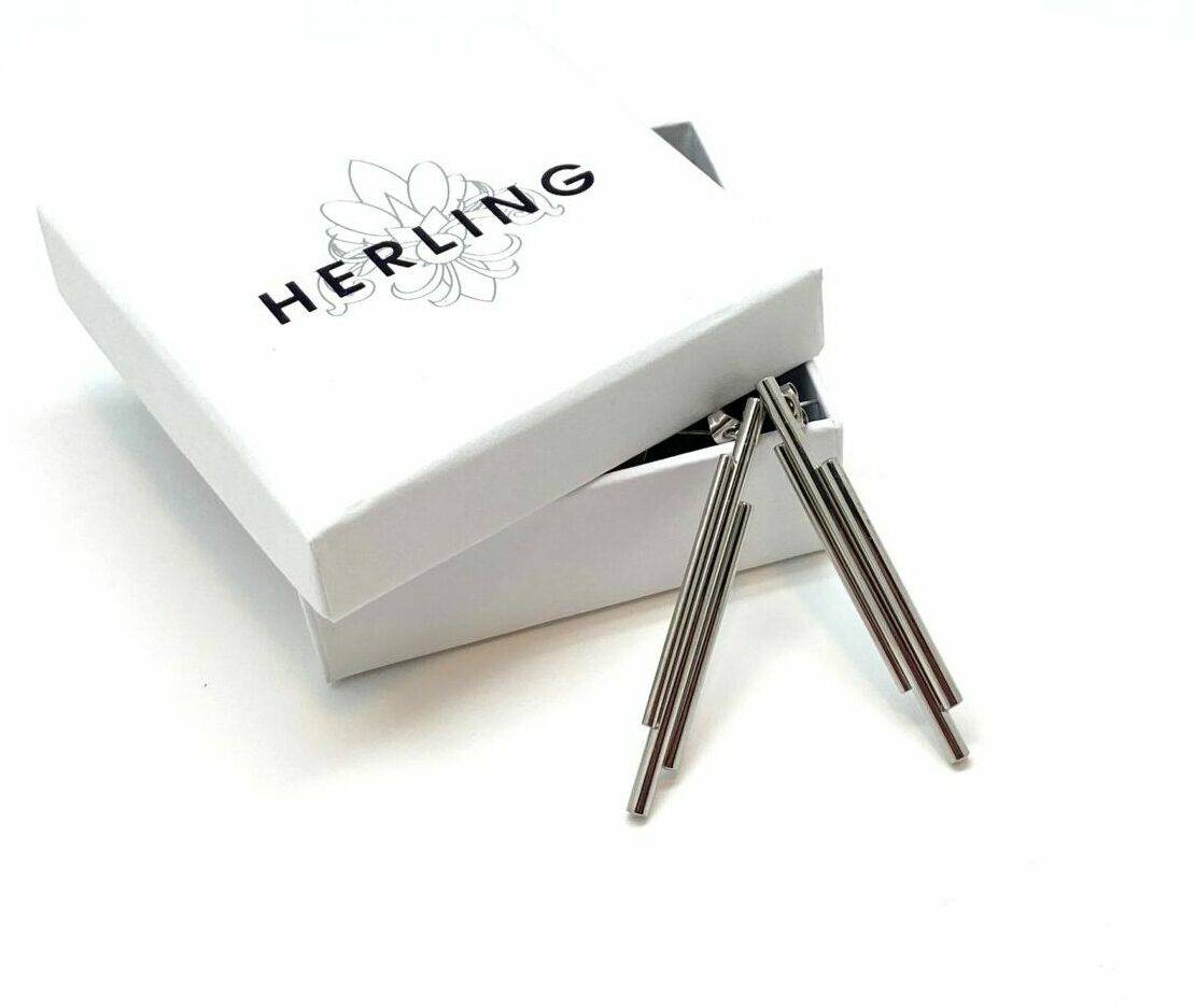 Linear Prism minimalist designer earrings in premium steel finish
