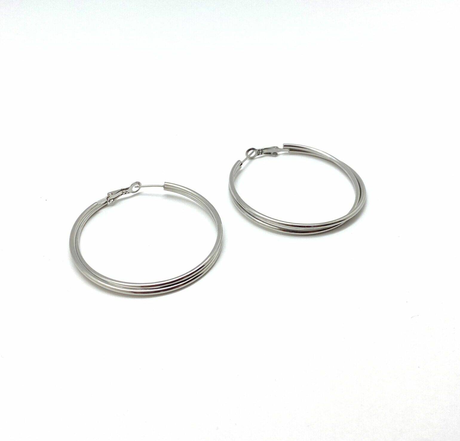 Aura classic hoop earrings in premium stainless steel finish