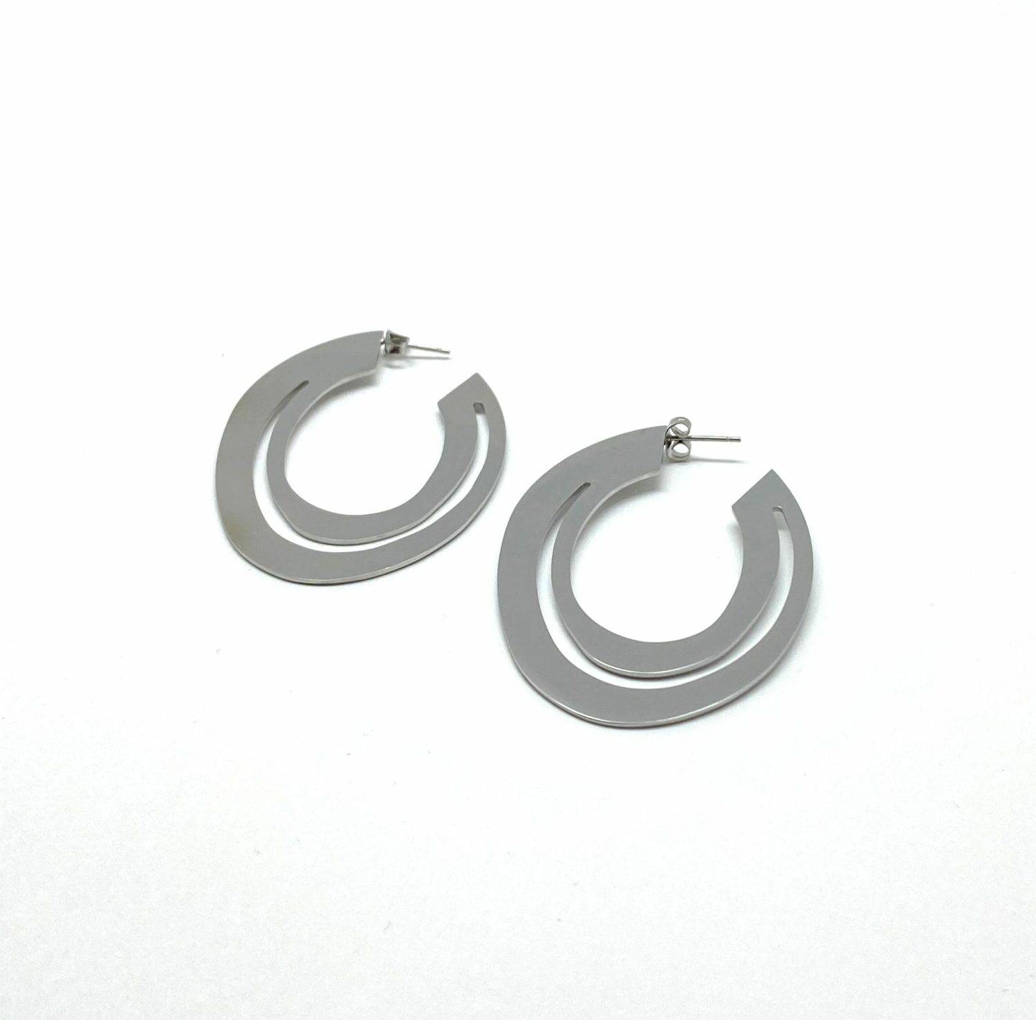 Orbit statement hoop earrings in premium stainless steel