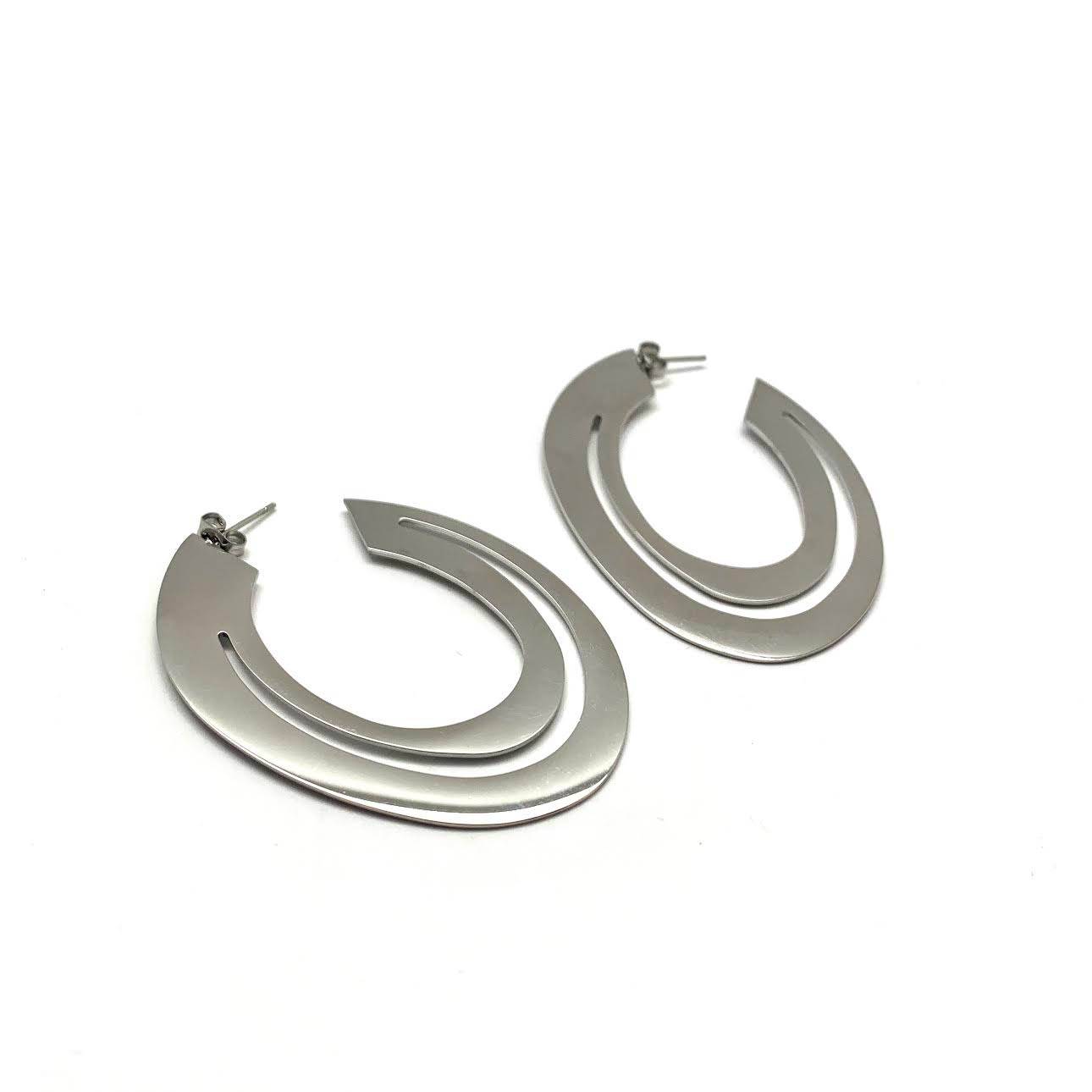 Orbit Silver Hoop Earrings by HerlinG