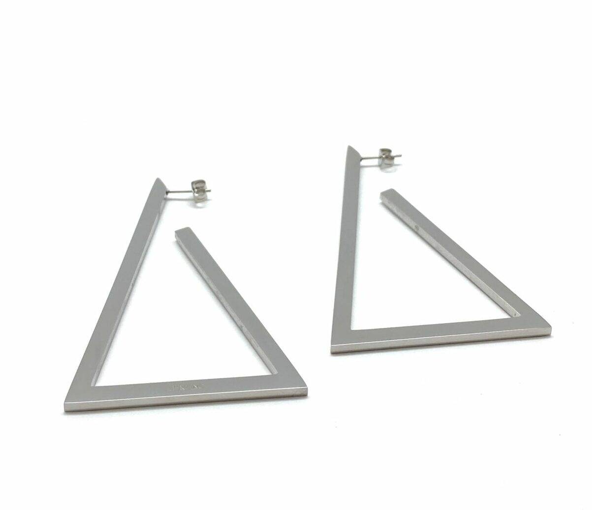 Minimalist triangle hoop earrings in stainless steel