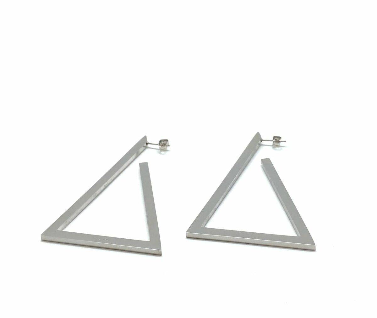 Minimalist triangle hoop earrings in stainless steel