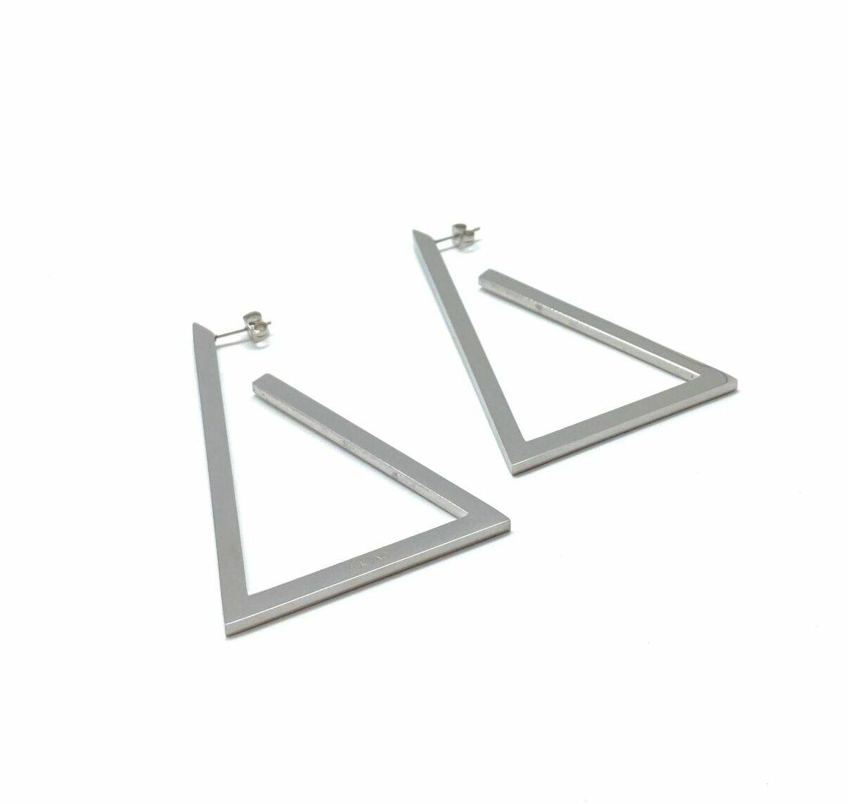 Minimalist triangle hoop earrings in stainless steel