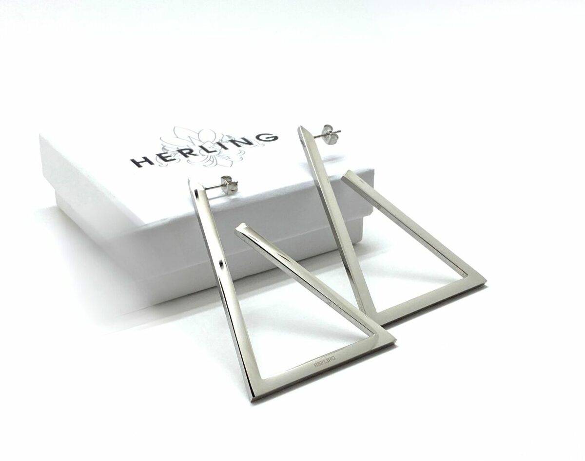 Minimalist triangle hoop earrings in stainless steel