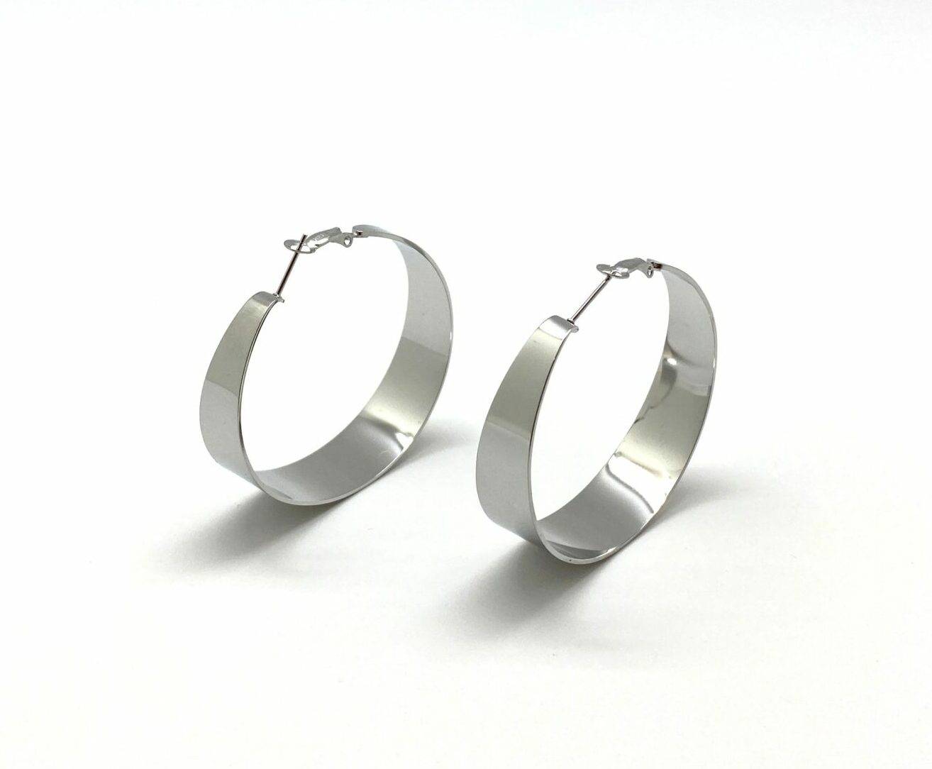 Wide band hoop earrings in premium stainless steel