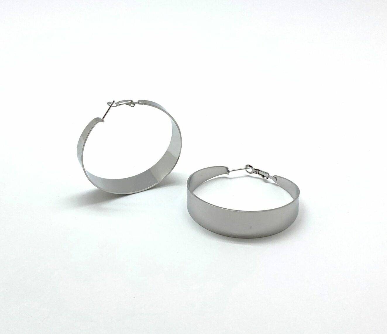 Wide band hoop earrings in premium stainless steel