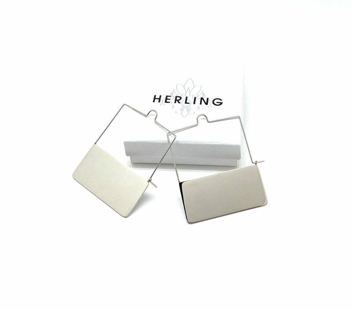 Geometric statement earrings with modern rectangular design