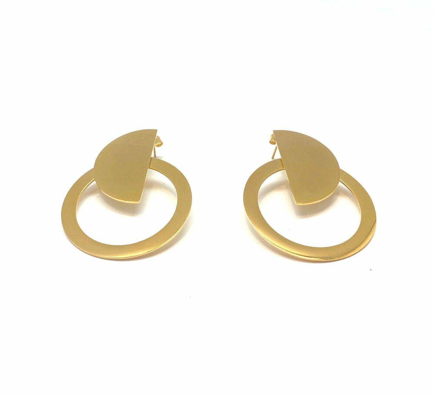 Celestial Orbit modern gold hoop earrings with geometric accent