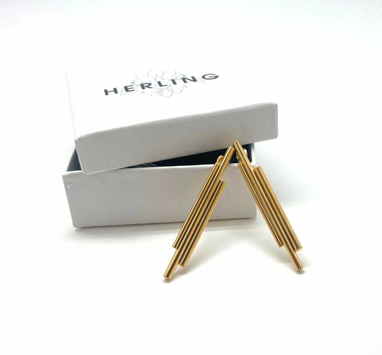 Linear Prism designer earrings in luxe gold finish