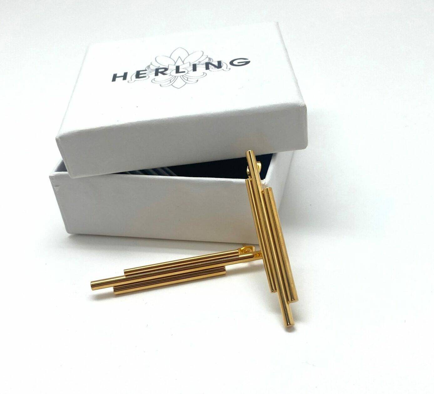 Linear Prism designer earrings in luxe gold finish