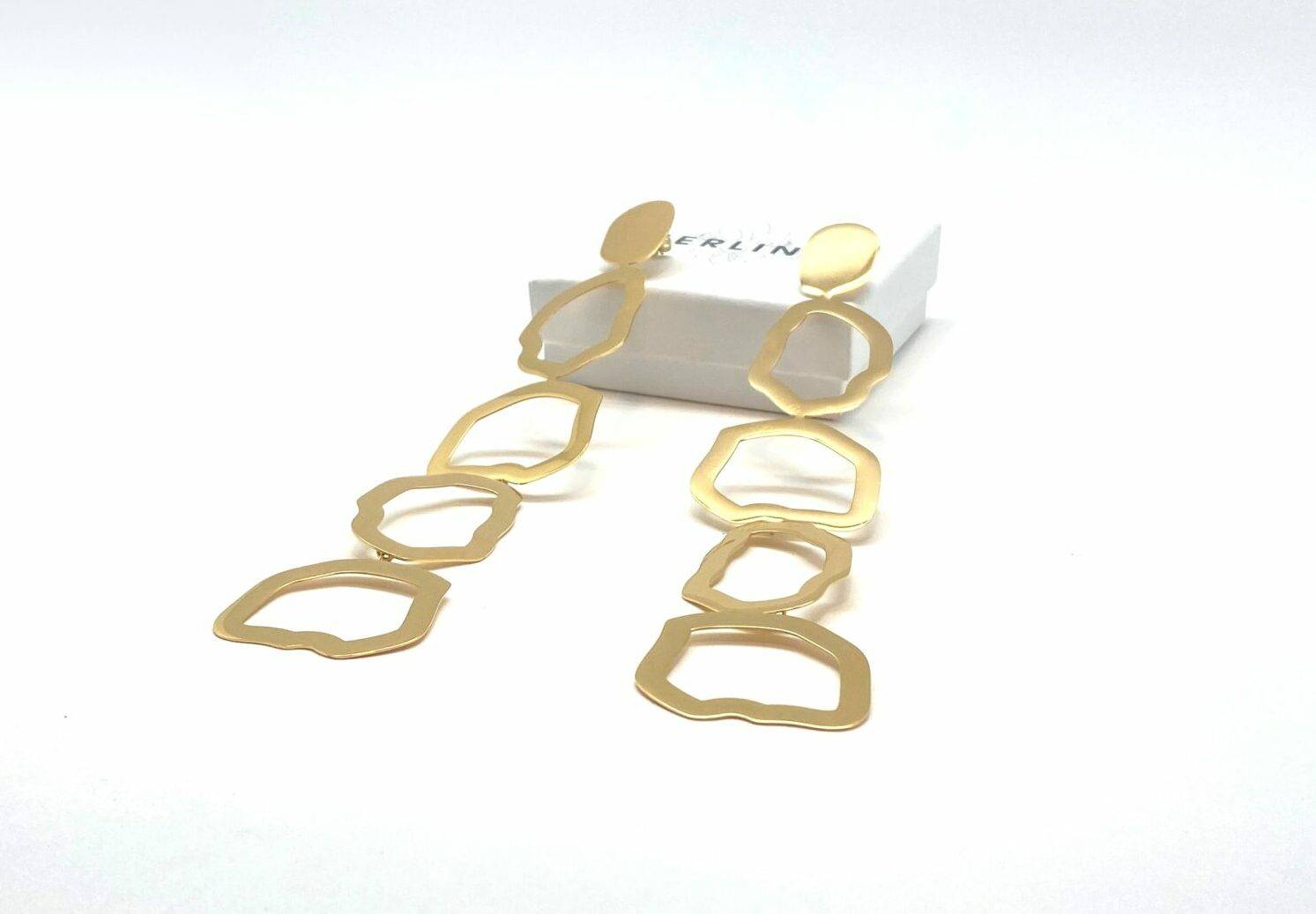 Electroplasma gold plated Triade Flux adjustable earrings - convertible length design
