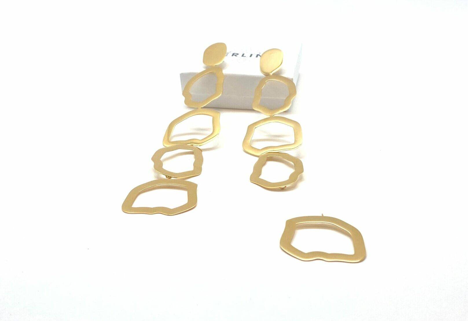 Electroplasma gold plated Triade Flux adjustable earrings - convertible length design
