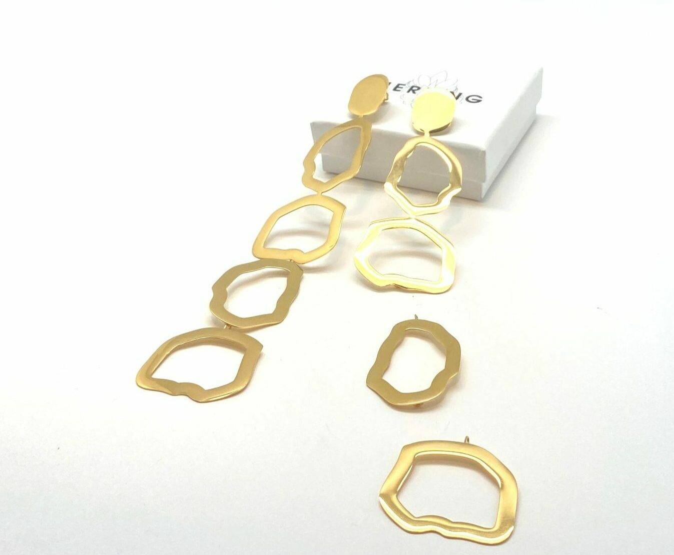 Electroplasma gold plated Triade Flux adjustable earrings - convertible length design