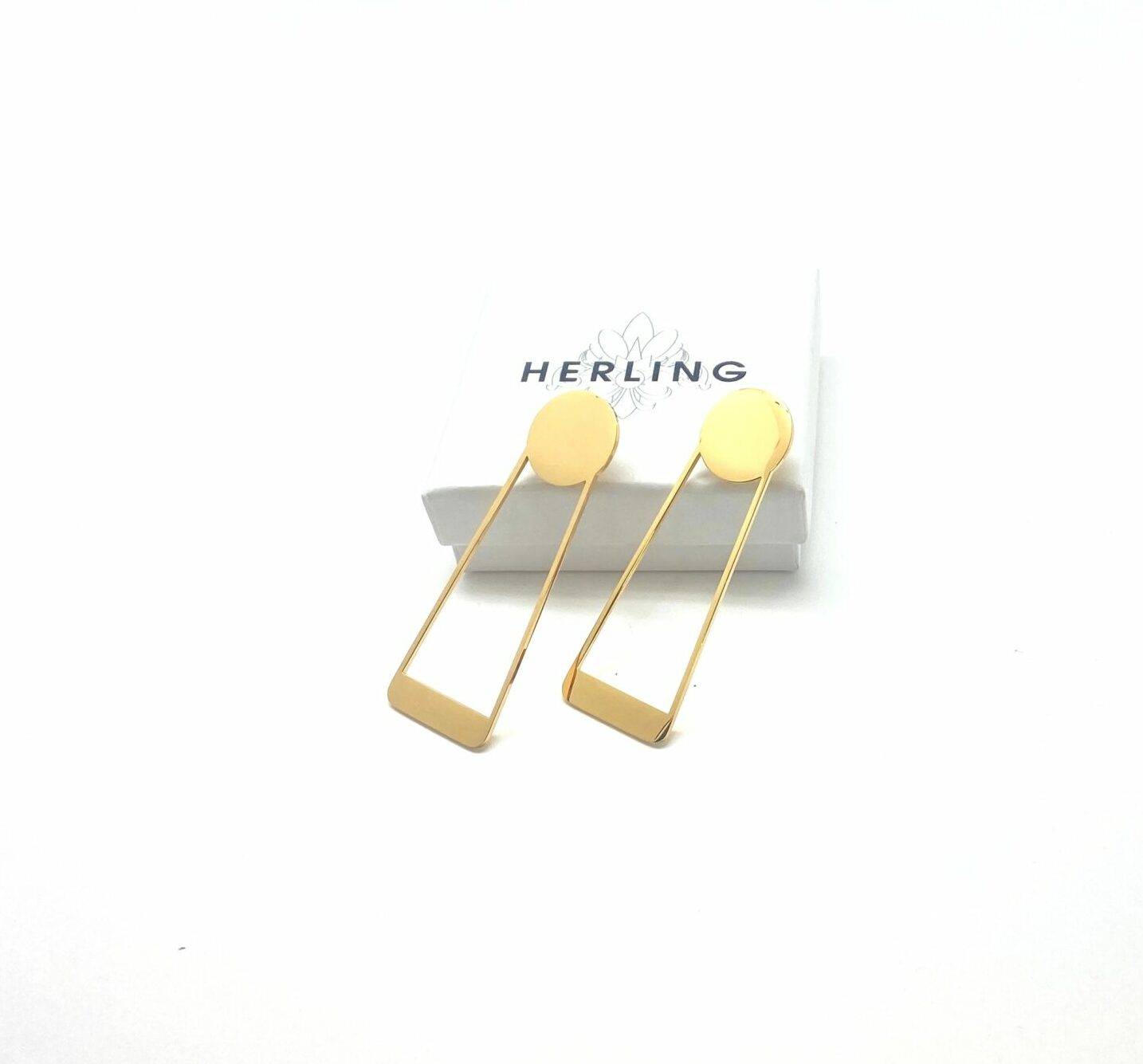 Aspect geometric drop earrings in electroplasma gold