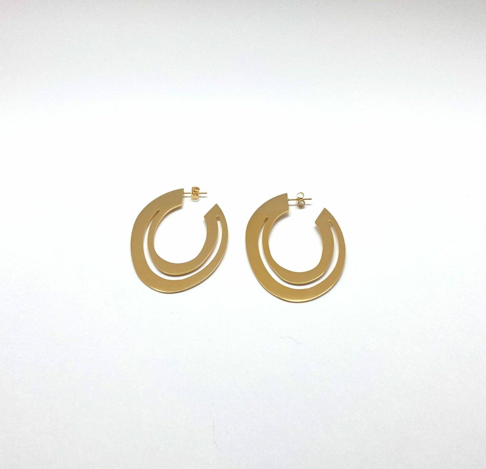 Orbit statement hoop earrings in electroplasma gold