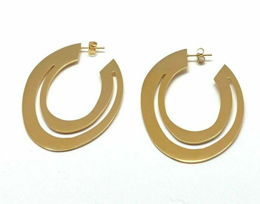 Orbit statement hoop earrings in electroplasma gold