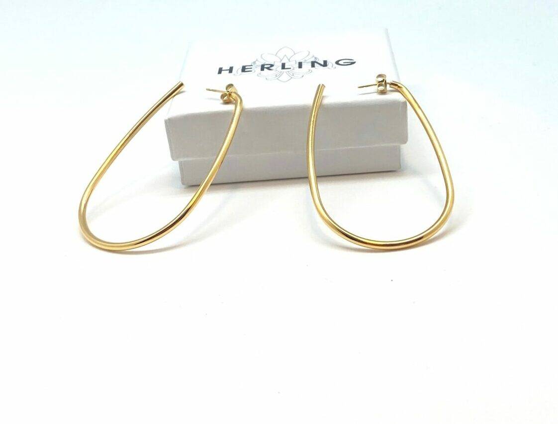 Infinity Teardrop Hoop Earrings in gold finish