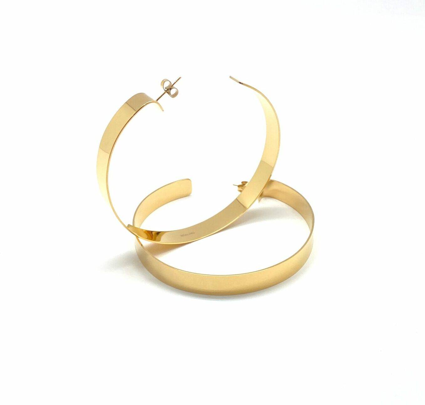 Gold big hoop earrings with modern design