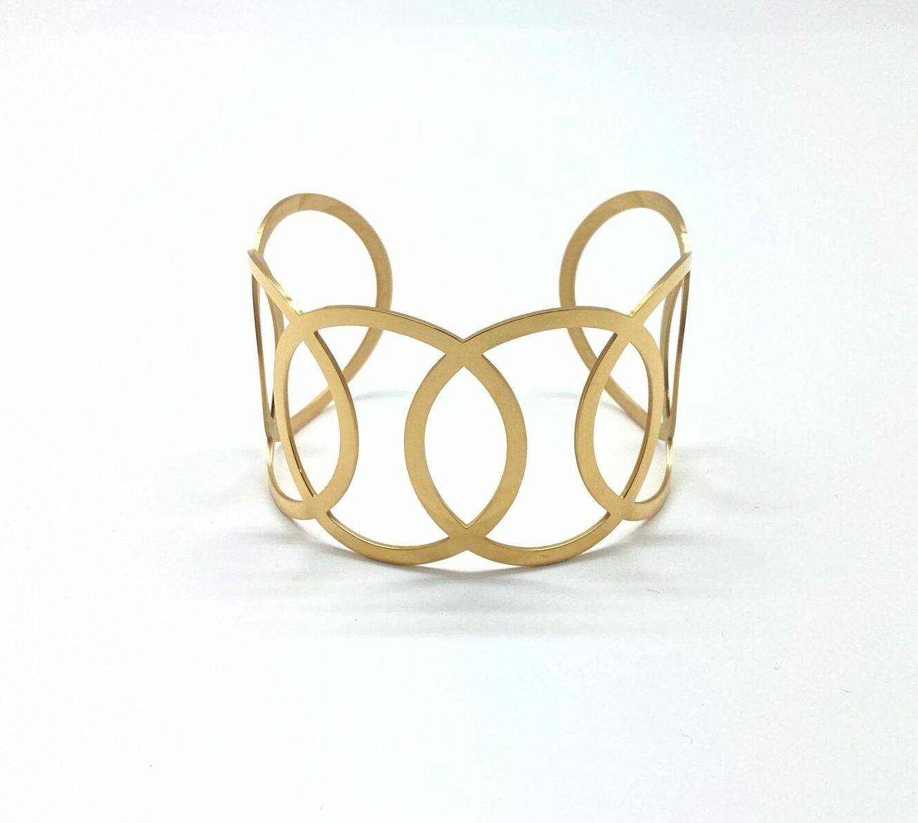 Infinity steel cuff bracelet in gold finish