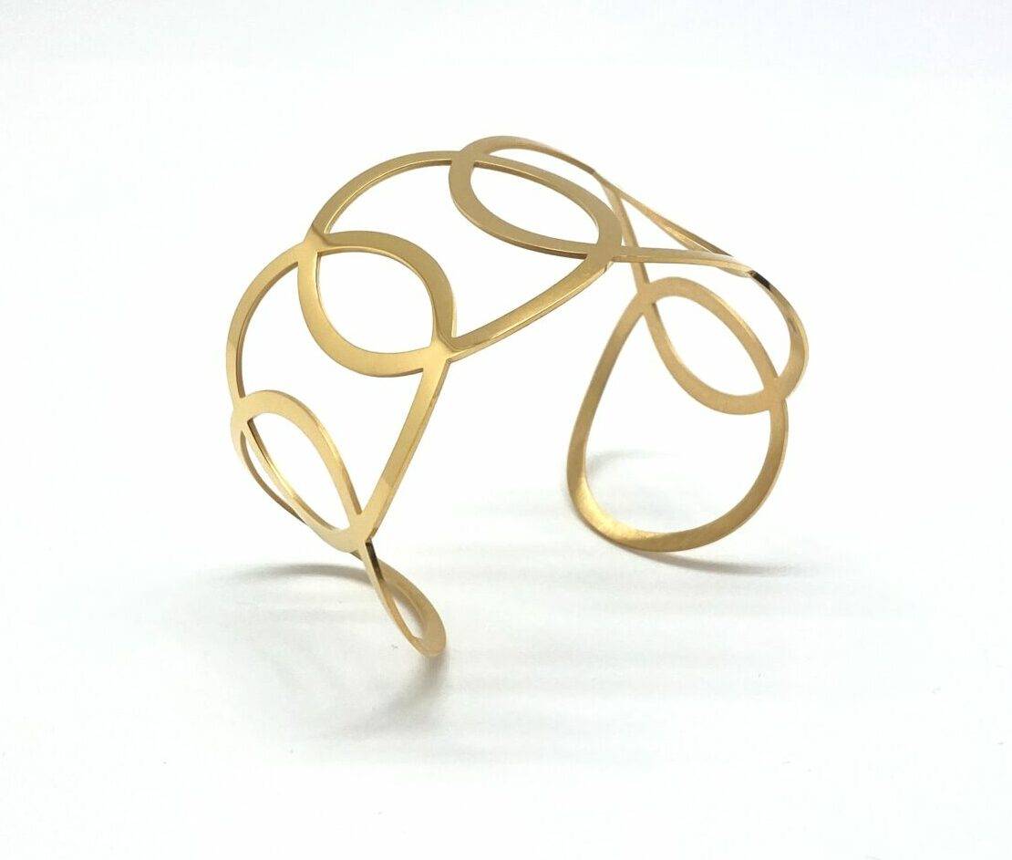 Infinity steel cuff bracelet in gold finish