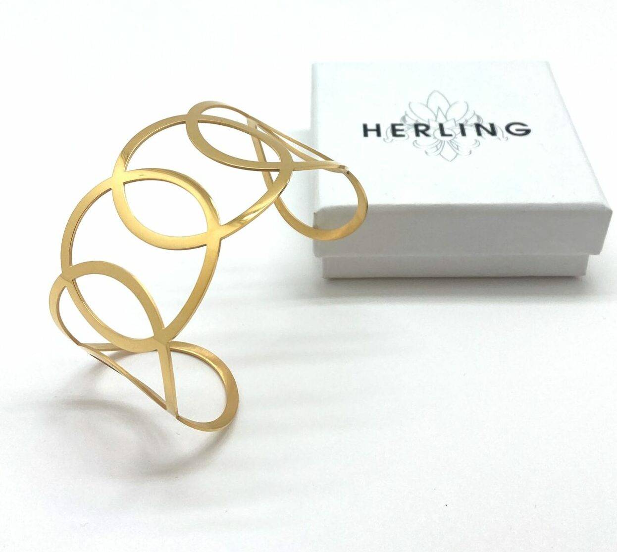 Infinity steel cuff bracelet in gold finish