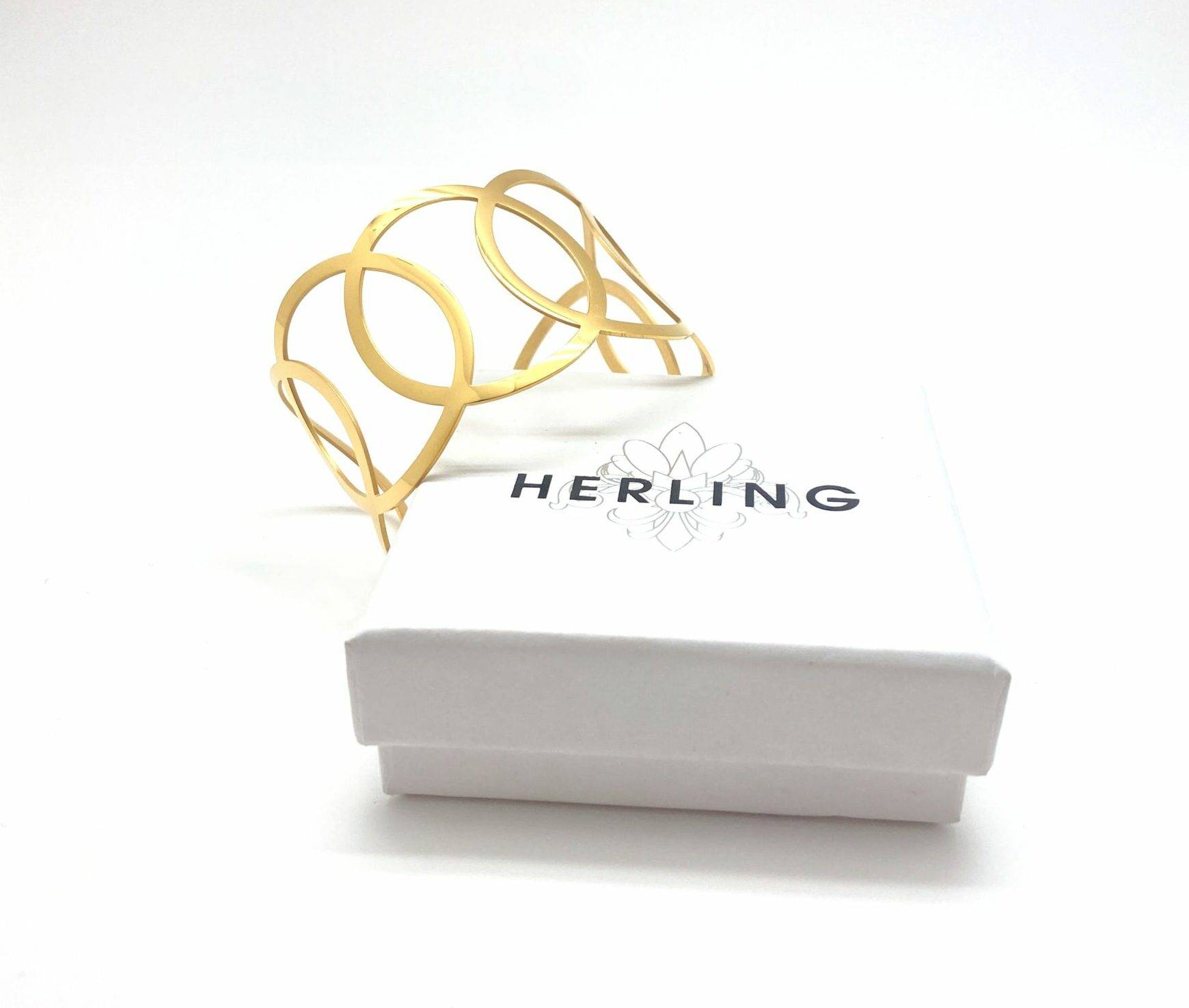 Infinity steel cuff bracelet in gold finish
