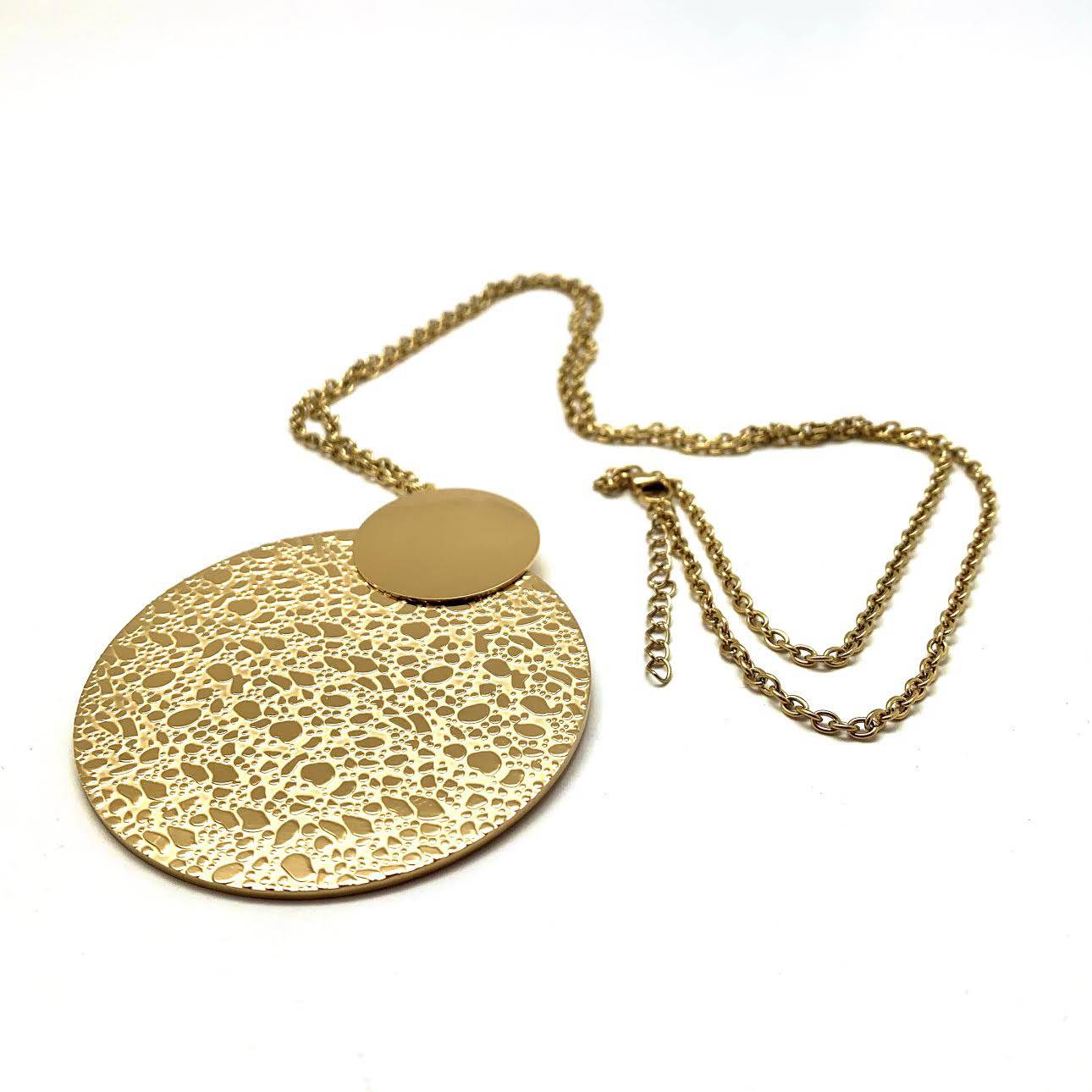 Textured Disc Pendant Necklace | HerlinG Collection - Image 10