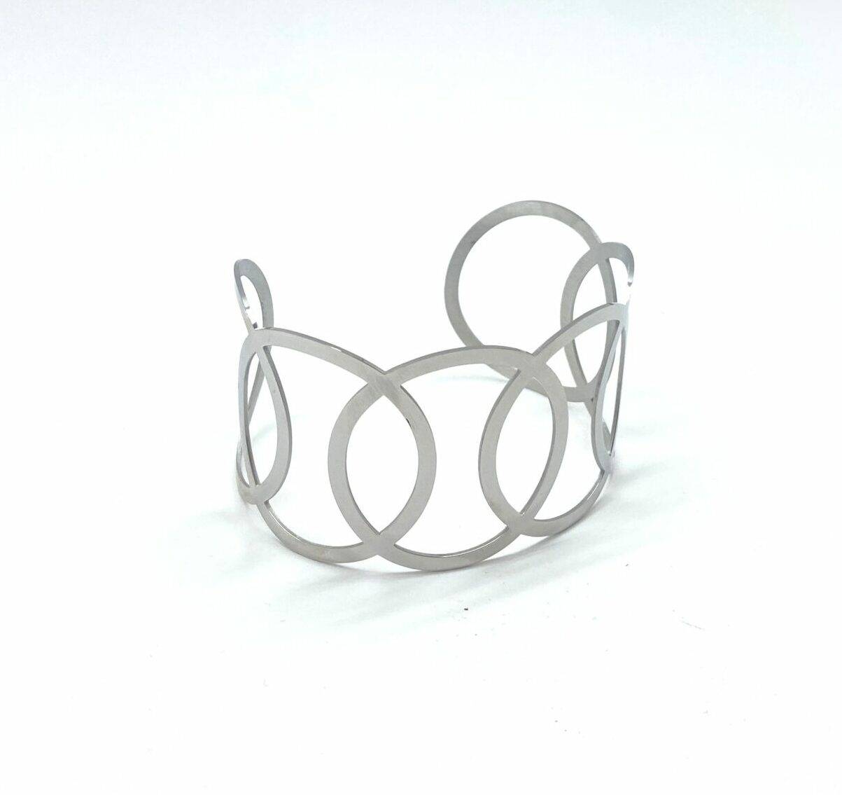 Infinity steel cuff bracelet in polished stainless steel