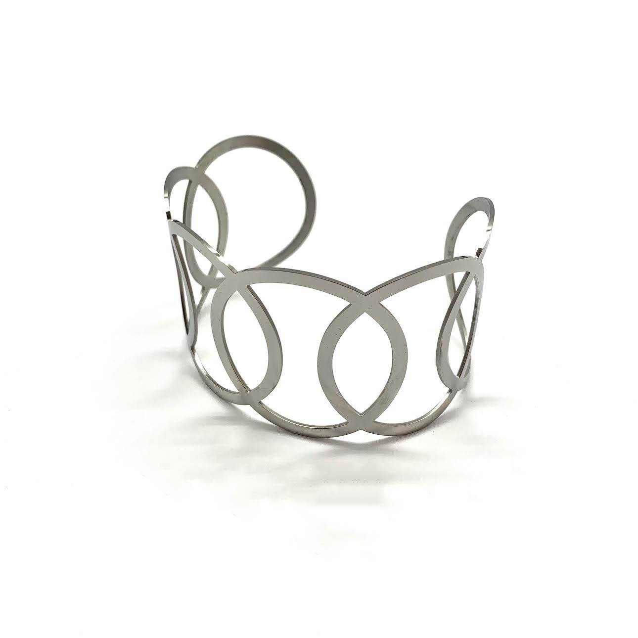 Infinity steel cuff bracelet in polished silver finish | HerlinG
